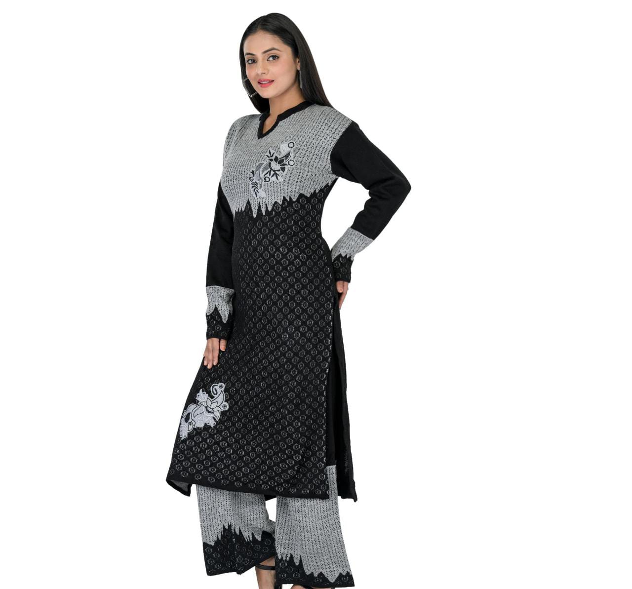 Acrylic Printed Kurti Palazzo Black Set