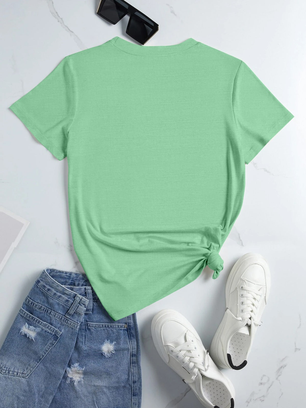 Solid Round Neck Crop Side Tie Ups Top