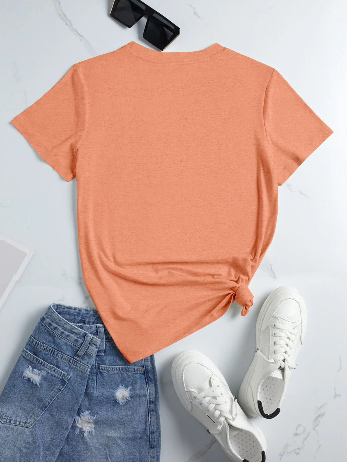 Solid Round Neck Crop Side Tie Ups Top