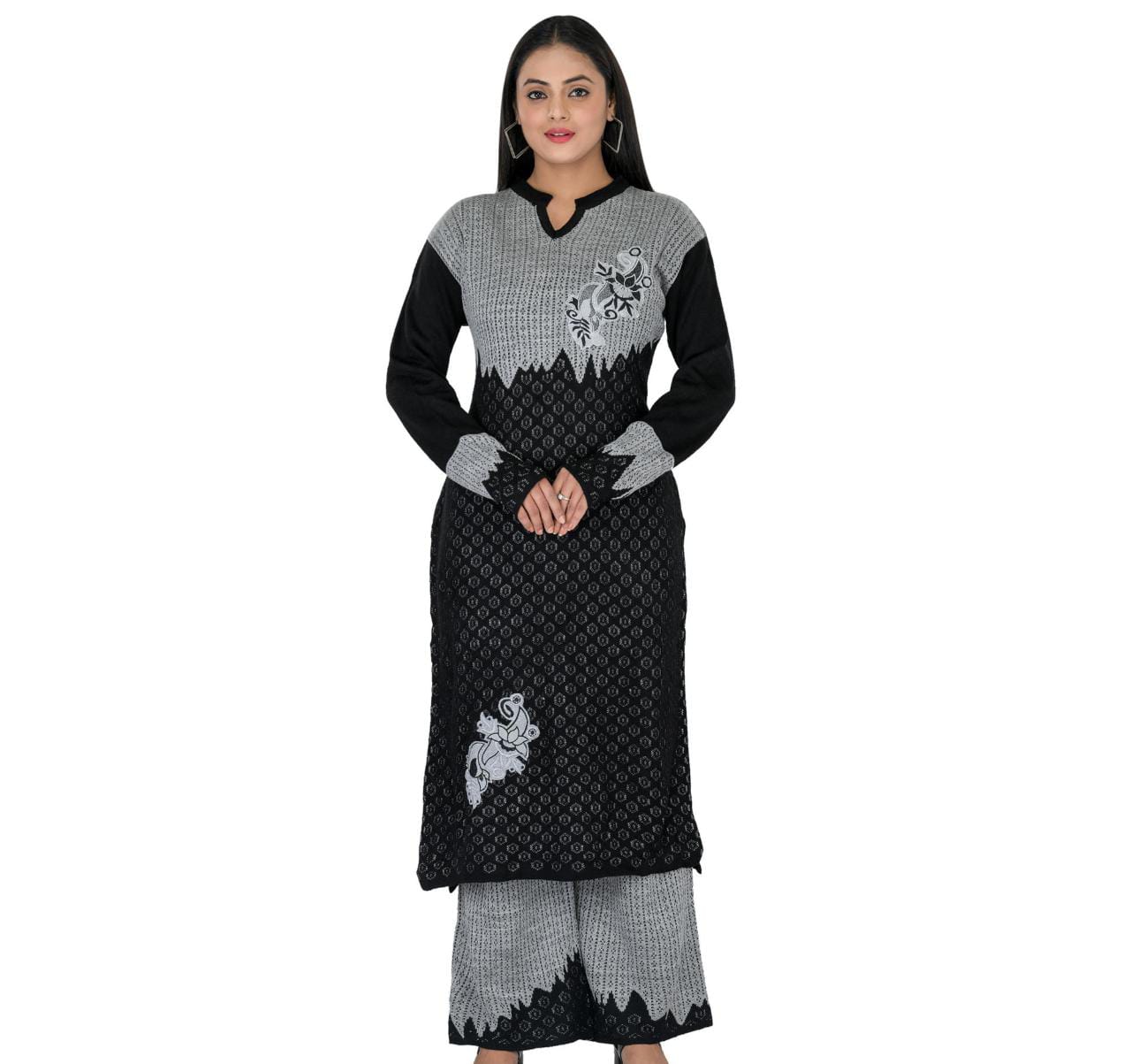 Acrylic Printed Kurti Palazzo Black Set