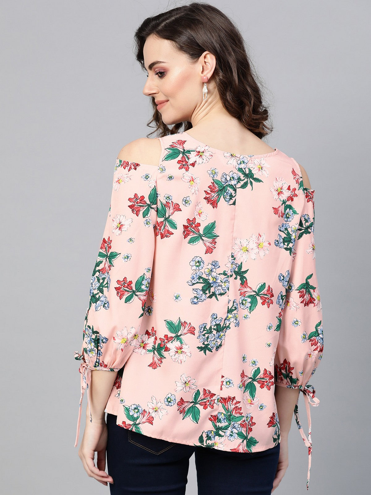 Pannkh Women's Floral Cold Shoulder Top