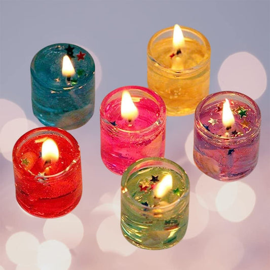 Little Big Cute Romantic Glass Jelly Gel Candles Decor Gel Wax Party Tealight Candles (6)