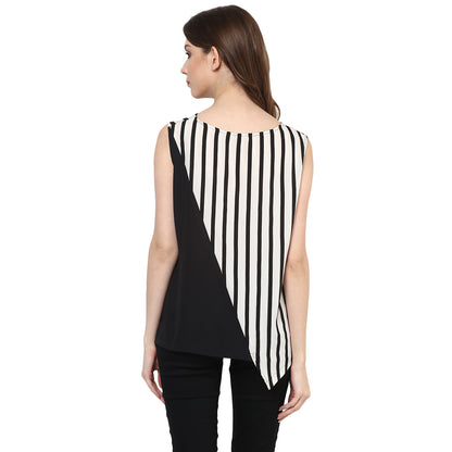 Pannkh Women's Diagonal Stripe Print Top