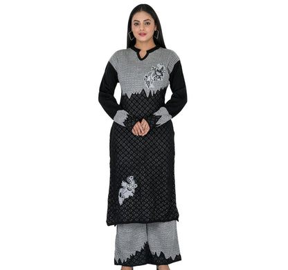 Acrylic Printed Kurti Palazzo Black Set