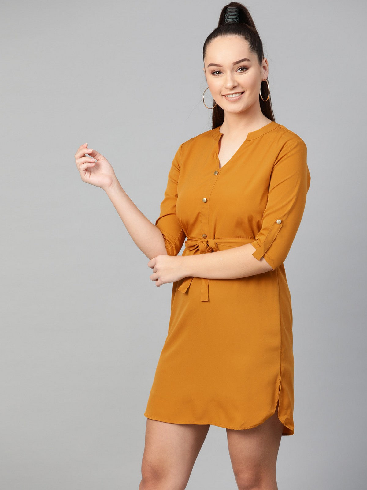 Zima Leto Women's Mustard Shirt Dress