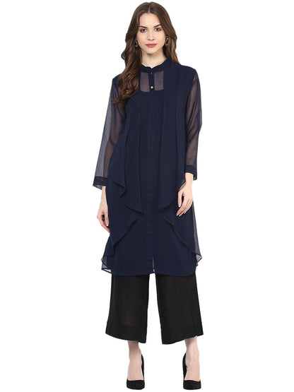 Pannkh Women's Pleated Layered Kurta