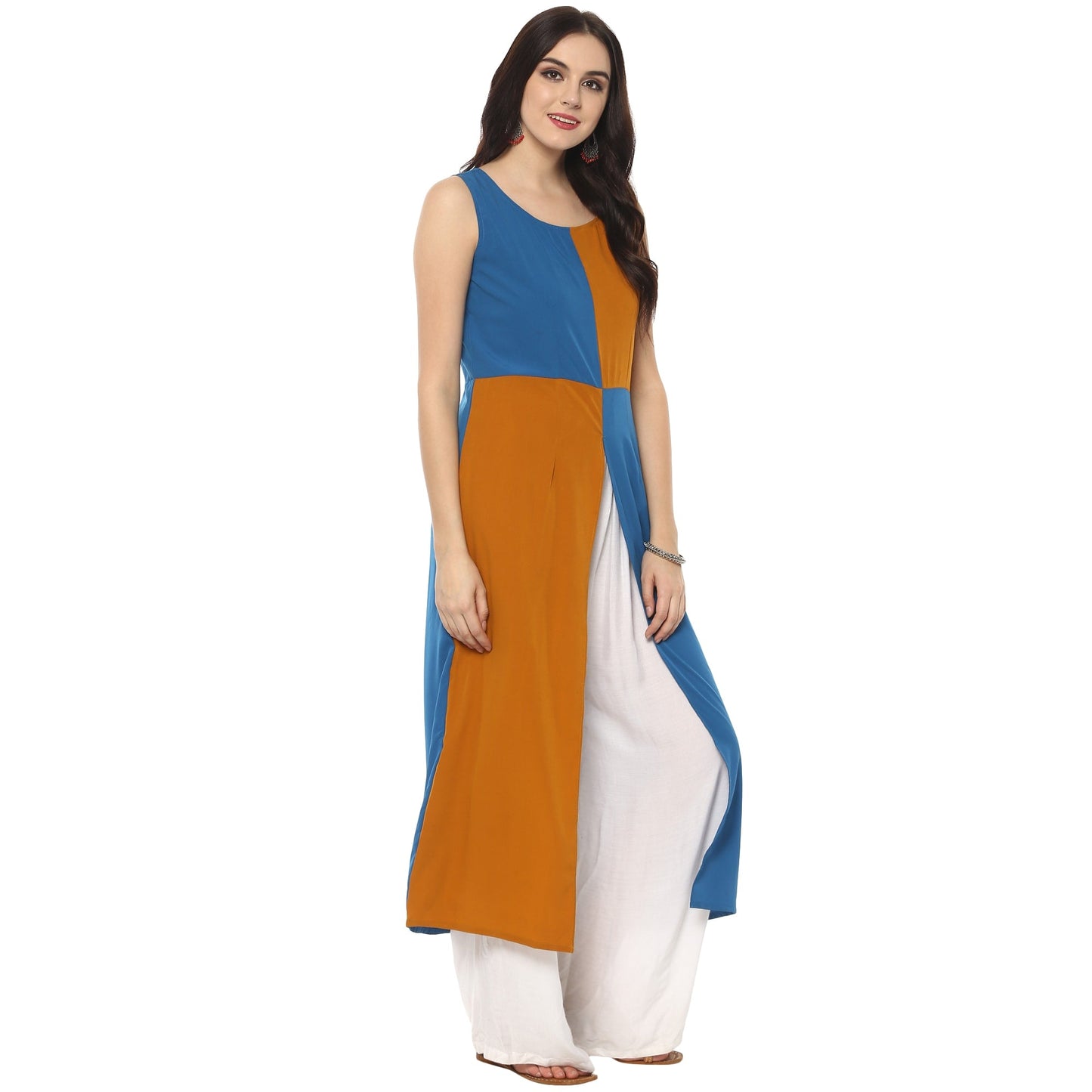 Pannkh Women's Color-Block Maxi Kurta