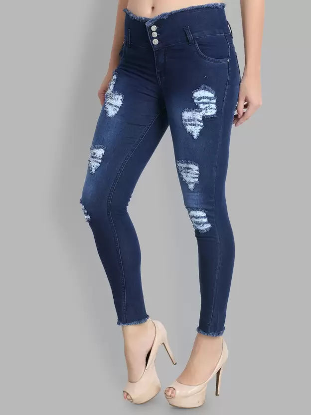 Women Skinny High Rise Blue Jeans