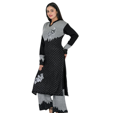 Acrylic Printed Kurti Palazzo Black Set