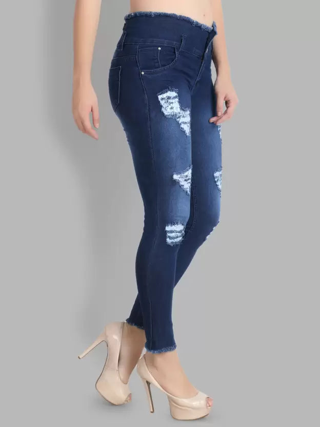 Women Skinny High Rise Blue Jeans