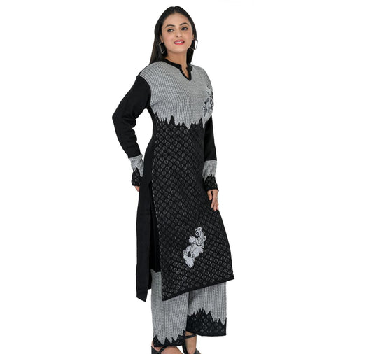 Acrylic Printed Kurti Palazzo Black Set