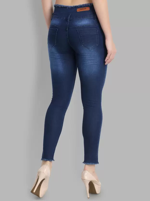 Women Skinny High Rise Blue Jeans